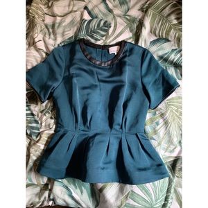 3.1 Phillip Lim leather trim peplum blouse